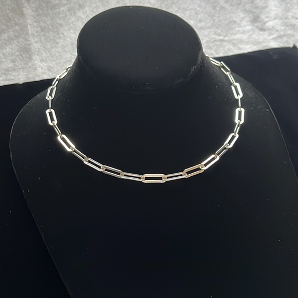 Paolo Romeo Made in Italy Sterling Silver paper clip necklace, 15-16 inches - Picture 3 of 16